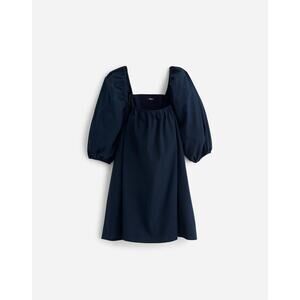Madewell Square-Neck Puff-Sleeve Mini‎ Dress Navy 4 NS986 Babydoll Cottagecore